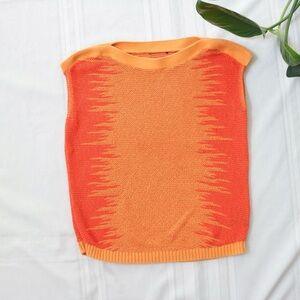 Orange static patterned knit vest
